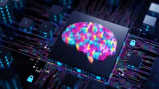 Brain AI Chip technology concept (3D render)