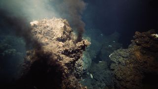 An underwater photo of a hydrothermal vent