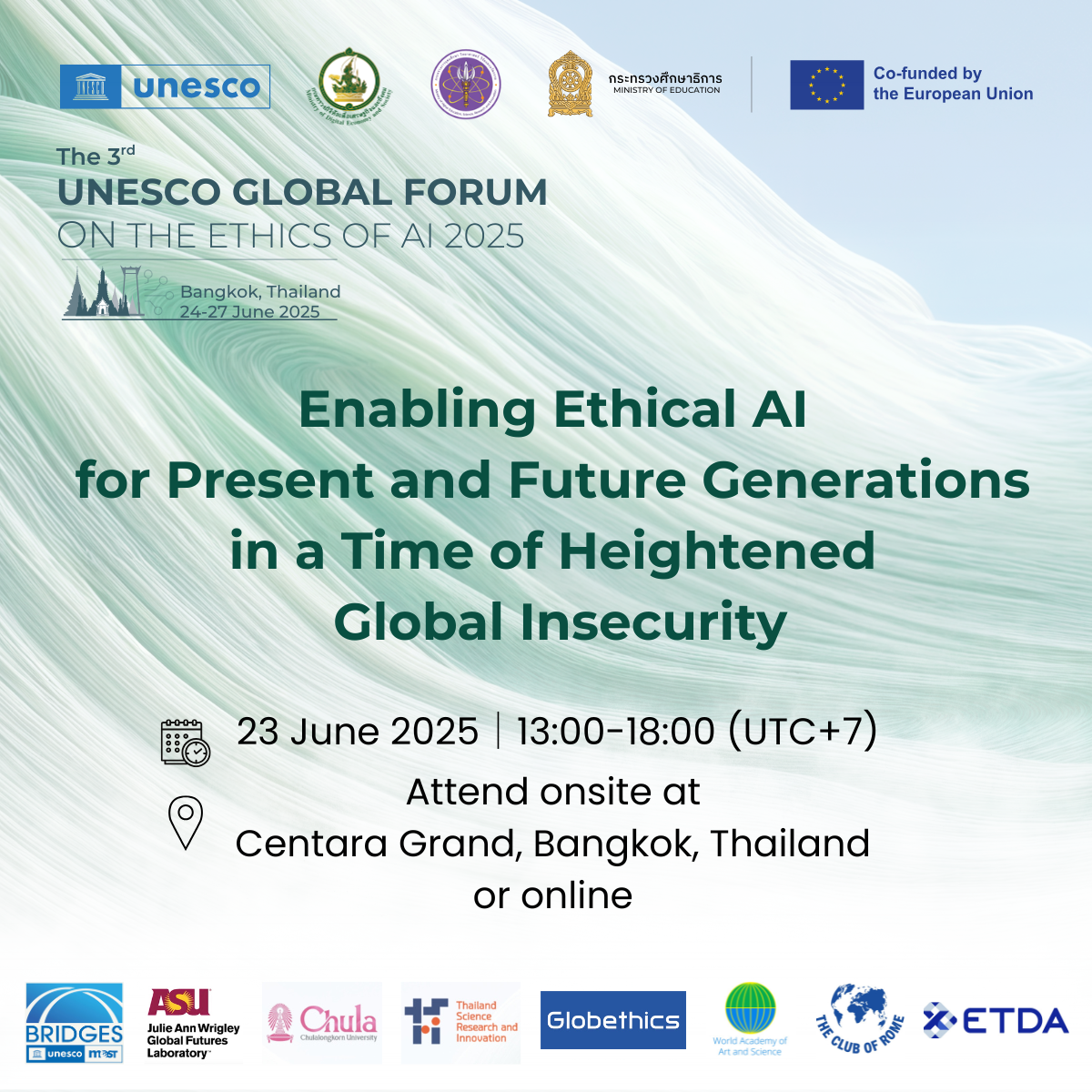 Enabling ethical AI for present and future generations in a time of heightened global insecurity
